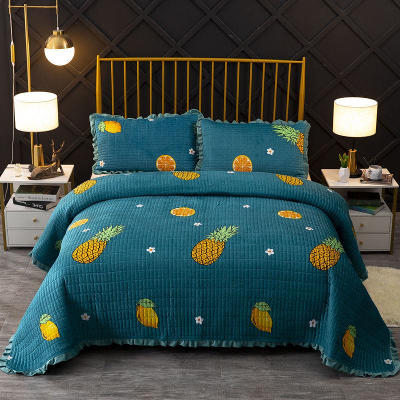 Crystal Fleece Blanket Double-sided Plus Fleece Blanket Sheet Thick Tatami Bedspread Quilted Non-slip Bed Cover Blanket Coral Fleece Blanket Soft