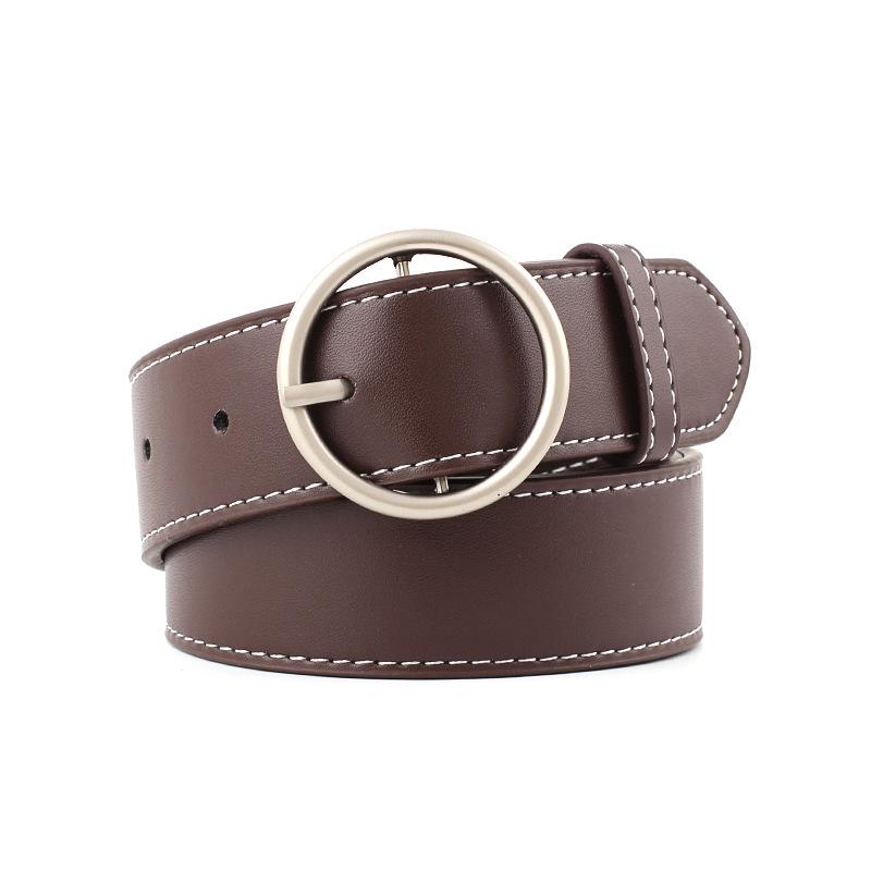 Concise Round buckle ladies wide belt fashion buckle pants belt