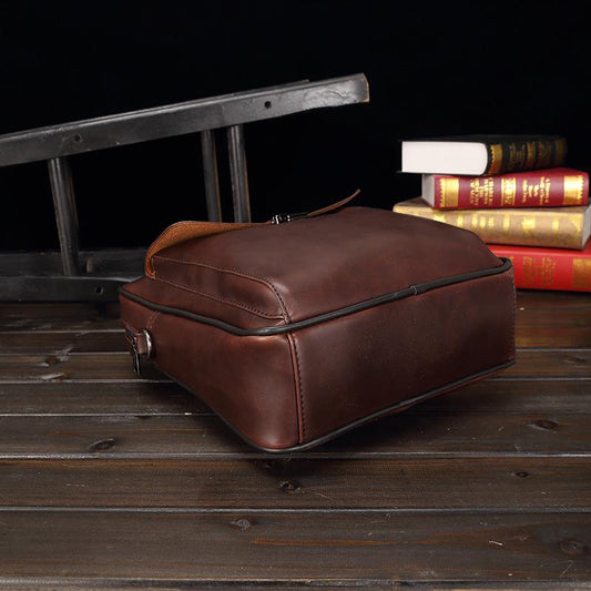 Business Briefcase Men Casual Leather Large Capacity Pocket Anti-theft Handbag Computer IPAD Bag