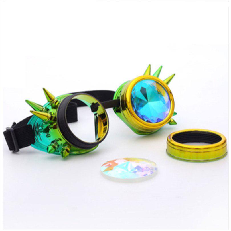 NEW Gothic Holographic Rave Festival Kaleidoscope Glasses Steampunk Sunglasses Goggles Men Women Cos