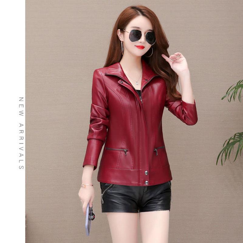 Women's Sheepskin Leather Jacket Autumn and Winter Short  Leather Jacket Slim Large Size Motorcycle Motorcycle Jacket   Sheepskin Coats