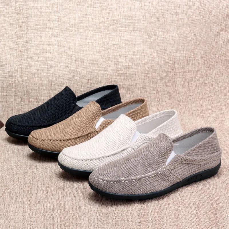 New Style Loafers Young Men's Linen Breathable Soft-soled Canvas Casual Shoes