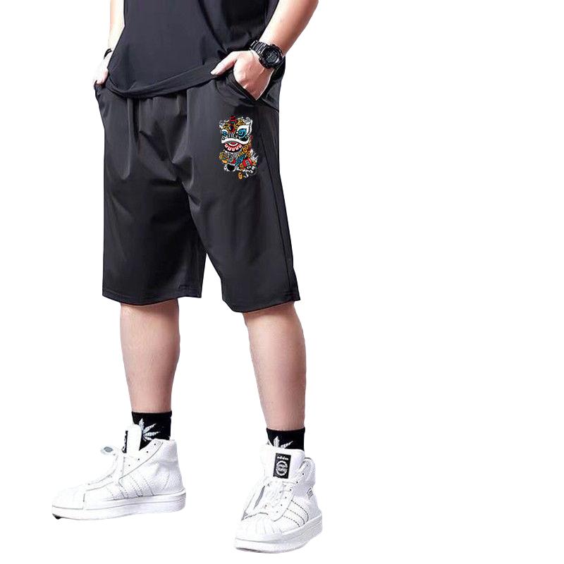Plus Size Shorts, Men's Ice Silk, Quick-drying, Fattening, Loosening, Elastic, Fat, Fat, Straight, Sporty, Trendy Men's Five-point Pants