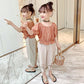 Girls' Suits Summer Children's Girls Korean Version of Thin Solid Color Fashionable Short Sleeve Two-piece Suit