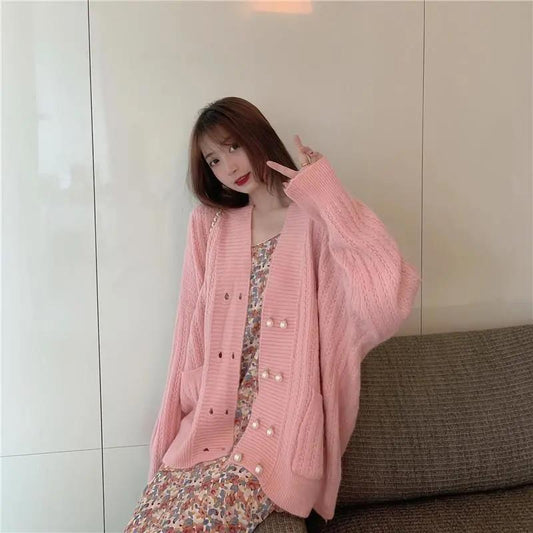 Autumn Gentle Wind Sweet and Age-reducing Loose Long-sleeved Open Lining Sweater Sweater Women