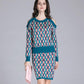 Women's Sweater Skirt Set Vintage Printed Off-shoulder Knitted Sweater Top and Bodycon Knitted Skirt Two-piece Set Female Outfits