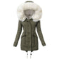 Fur Collar Hooded Jacket Winter Warm Coat Long Thick Plush Parkas Coats