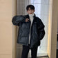 Loose and Thick PU Leather Cotton Jacket Men's Winter Korean Style Trendy Stand-up Collar Short Bread Suit Cotton Jacket Ins