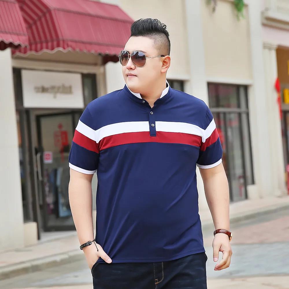 150KG Large Fatty Short Sleeve T-Shirt Male Large Size Fat Plus Fat Cotton Thin Polo Shirt Top