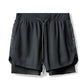 Fitness Summer Anti-glare Stretch Double-layer Quick-drying Sports Casual Shorts Slim Men's Running Training Five-point Pants