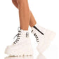 Women Autumn Winter Boots Block Heel Gothic Punk Platform Shoes High-top Casual Female Footwear