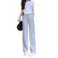 Suit Women's Summer Loose and Thin Casual Round Neck Short-sleeved T-shirt + Trousers Two-piece Loose Wide-leg Pants Fabric Soft Light and Breathable