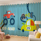 Curtain Gauze Cute Children's Room Bedroom Kindergarten Blackout Curtain Cartoon Car Creative Printing Curtain (150×270cm)