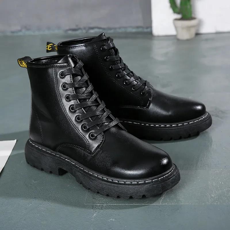 Men's High-top All Black Martin Boots Korean Style All-match Men's Trendy Shoes Non-slip Trend Casual Martin Shoes