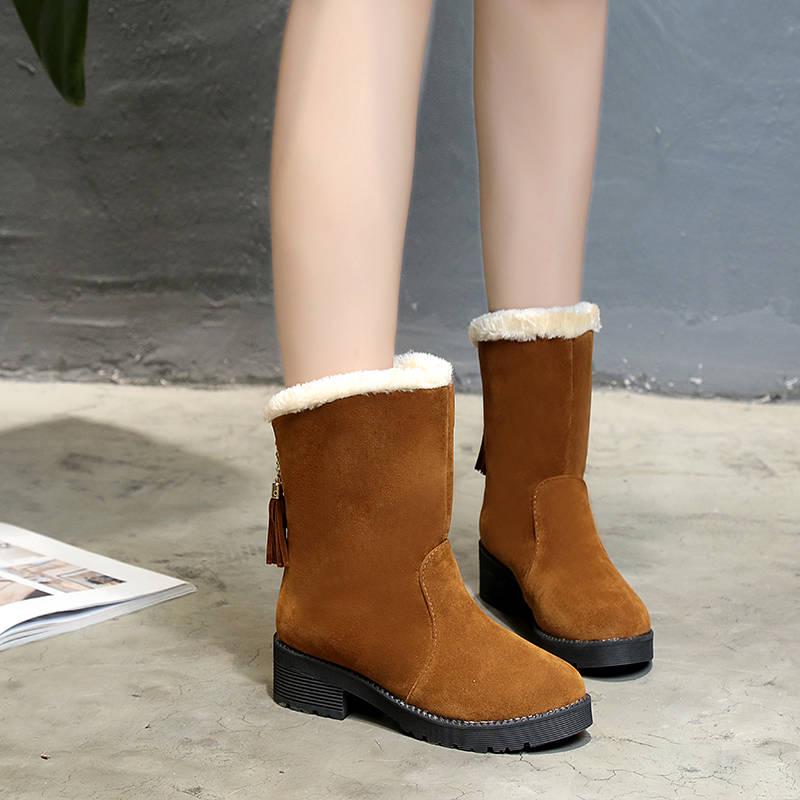 Women Boots Women Winter Fur Snow Boots Ladies Warm Wool Booties Ankle Boot Women Cotton Shoes