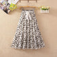 Summer High Waist Chiffon Women Midi Skirts Casual Floral Print Female Skirt Maxi Beach Skirt