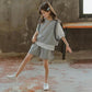 Girls' Casual Sports Suits, Summer Clothes, Big Children's Fashion, Net Red, Western Style, Loose Cotton Three Pieces