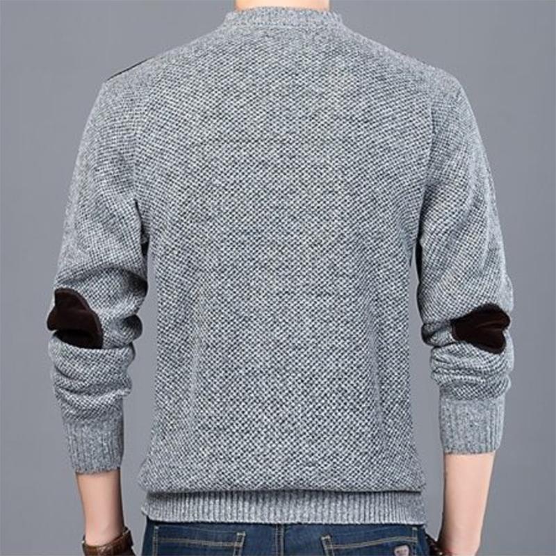 Men Fashion Pullovers Slim Fit Warm Sweater Contrast Color Autumn O-Neck Trendy Sweater