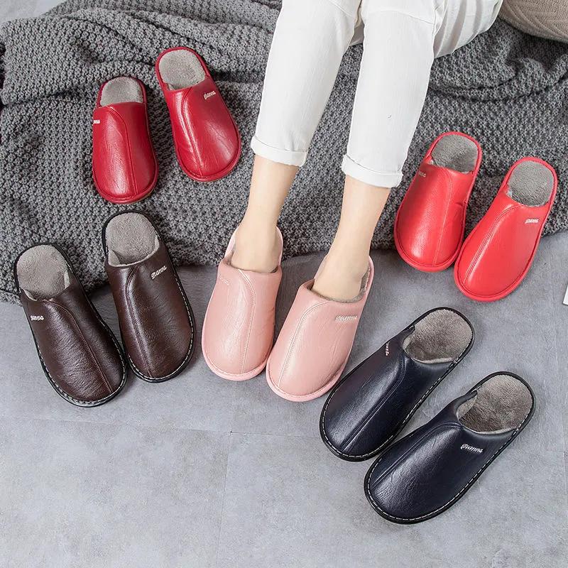 Home Slippers Winter Warm Women Waterproof Non-Slip Indoor Shoes Cotton Men Anti-slip Ladies Soft Slides Memory Foam Couples