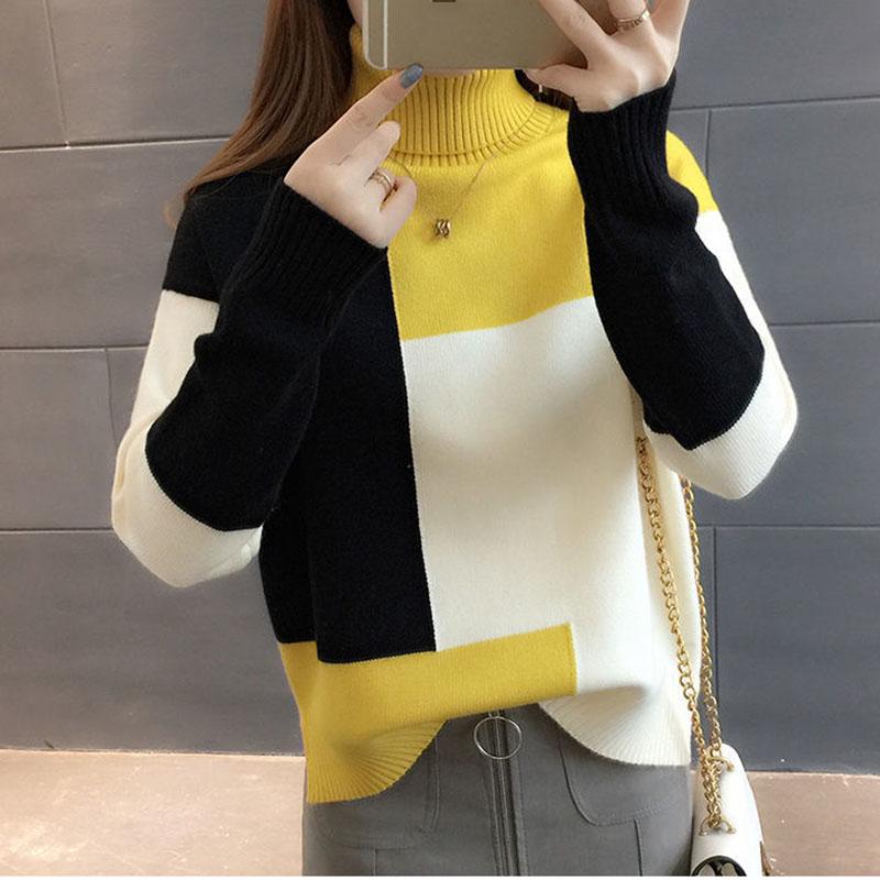 Autumn and Winter Casual Sweater High Neck Knitted Bottoming Shirt Loose Plus Size Women's Top