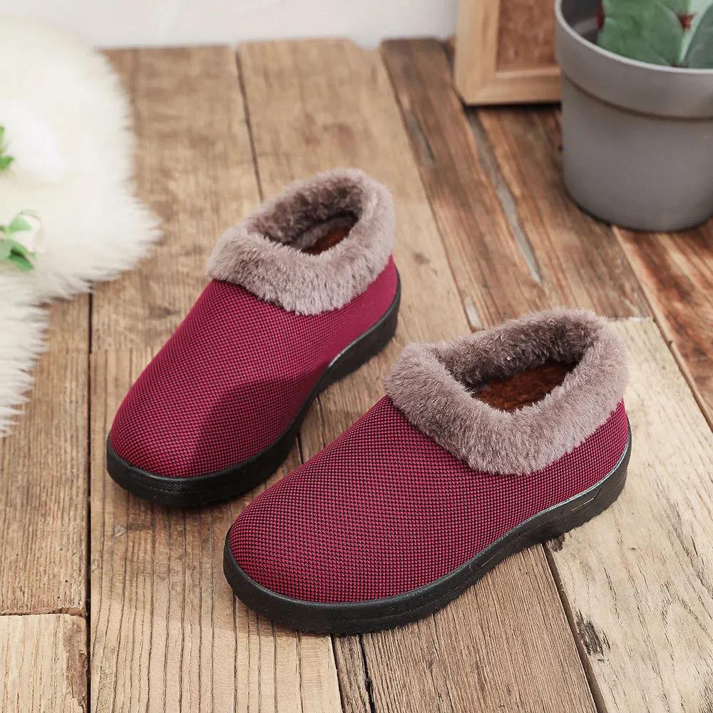 Winter Women's Non-slip Cotton Shoes  Warm Elderly Cotton Shoes Plus Velvet Comfortable Soft Bottom Cotton Shoes