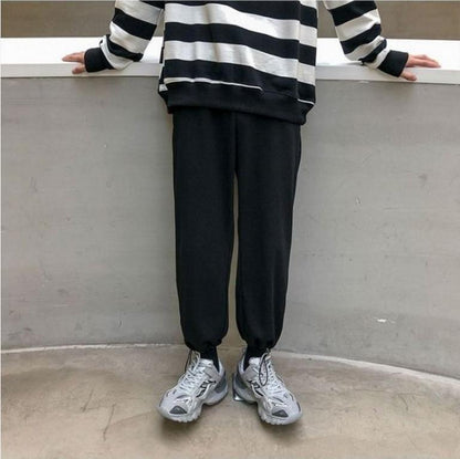 Spring and Summer Trend Trousers Men's Wide-leg Pants Loose Straight Casual Pants Tie-foot Sports Pants Male Student Pants