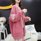 Autumn and Winter Zipper Casual Sweater Loose All-match Knit Top Pure Color Simple Female Jacket