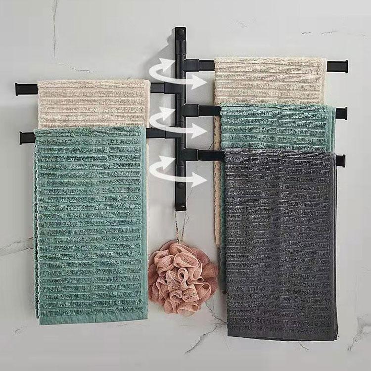 30cm Towel Rack Rotating 3 Bar Bathroom Shelf Rack Towel Bar Bathroom Artifact Hanging Towel Rack Hook