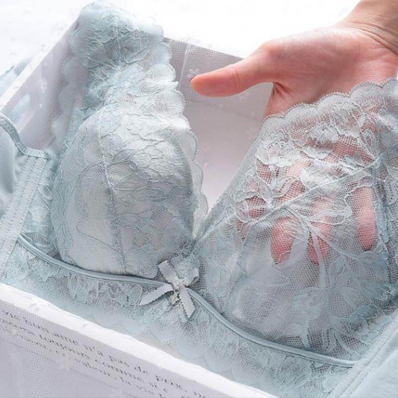 Ultra-thin Plus Size Underwear Women's No Steel Ring Full Cup Big Breasts Show Small Bra Summer Thin Section Breast-receiving Breathable Bra