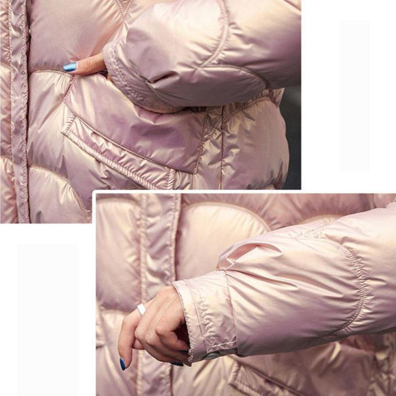 Down Cotton Jacket Winter Loose Korean Color Glossy No-wash Stand Collar Short Cotton Jacket Suitable for Women