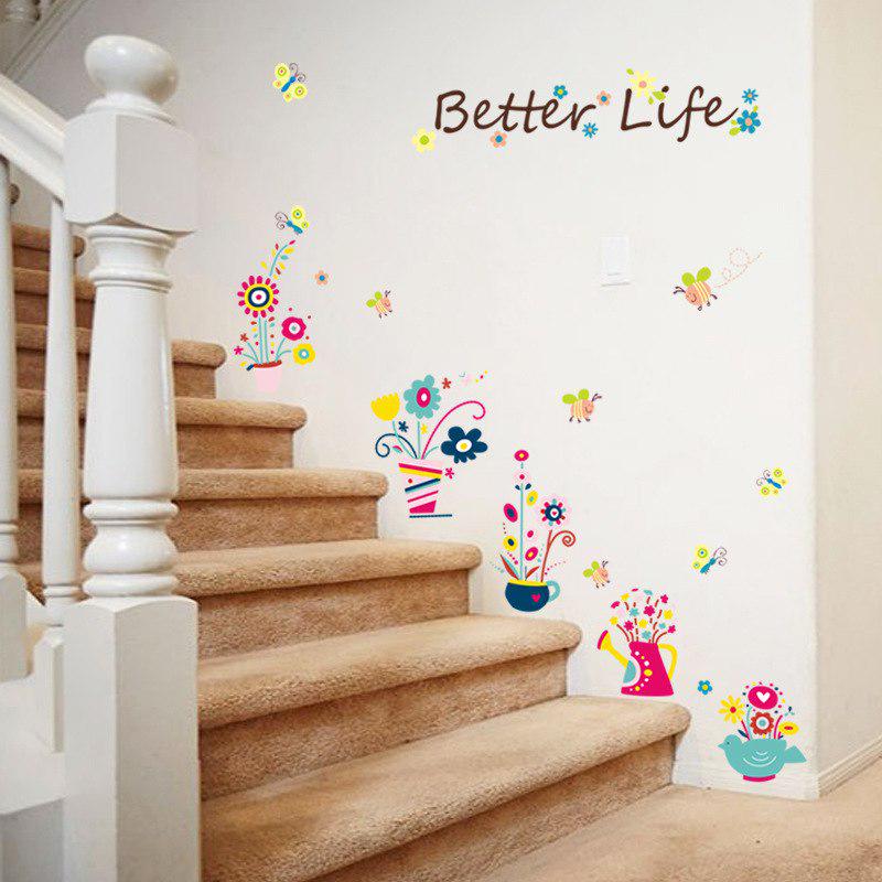 Beautiful Flower Bonsai Garden Wall Stickers Children 'S Room Kids Room Bathroom Decals Nursery Toil
