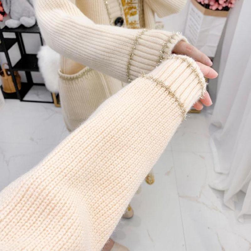 Autumn and Winter Casual Knitted Sweater College Style Cardigan Loose Top Fashionable Simple Female Jacket