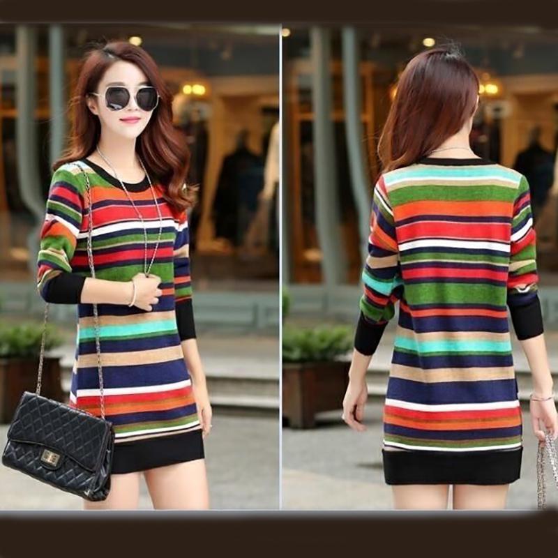 Fashion Trend Korean Version of The Plus Size Base Skirt In The Autumn and Winter Mid-length Plus Velvet Thick Long-sleeved Dress