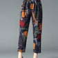 Women's Trousers Casual Pants Straight-leg Pants Plus Size Pants Women's Trousers Middle-aged Flower Pants