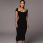 Women's Spring Fashion One Word Neck Ribbed Long Dress