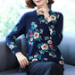 Autumn and Winter Printing Bottoming Shirt Women's Plus Size Casual Sweater Fashion Round Neck Printed Sweater