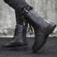 Autumn High-top Cowboy Boots All-match Outdoor Martin Boots Men's Casual British Tooling Leather Boots Men's Lace-up Black Handsome Motorcycle Boots