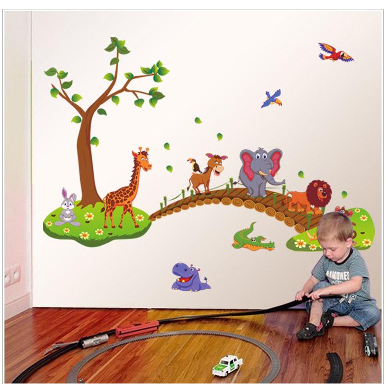 Removable Cartoon Wall Stickers Children Room Kindergarten Creative Wallpaper Animal Crossing Bridge