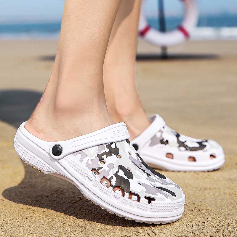 Summer Cave Shoes Men's Sandals Beach Shoes Large Size Camouflage Outdoor Two Wear Hollow Slippers Men