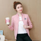 Women's Short Stand Collar Coat Baseball Jacket Loose Double Layer Lining Solid Color Zip Top Jacket