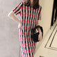 Women Mid-length Dress Casual Cotton Dress Loose and Comfortable Bottoming Skirt Striped Print Skirt Summer