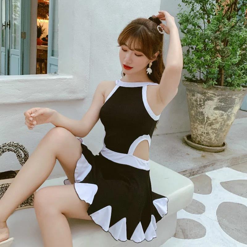 Swimsuit Women's One-Piece Skirt Covering Belly Thin and Small Breasts Gathering Korean One-piece Skirt Ladies Swimsuit Sexy and Sweet