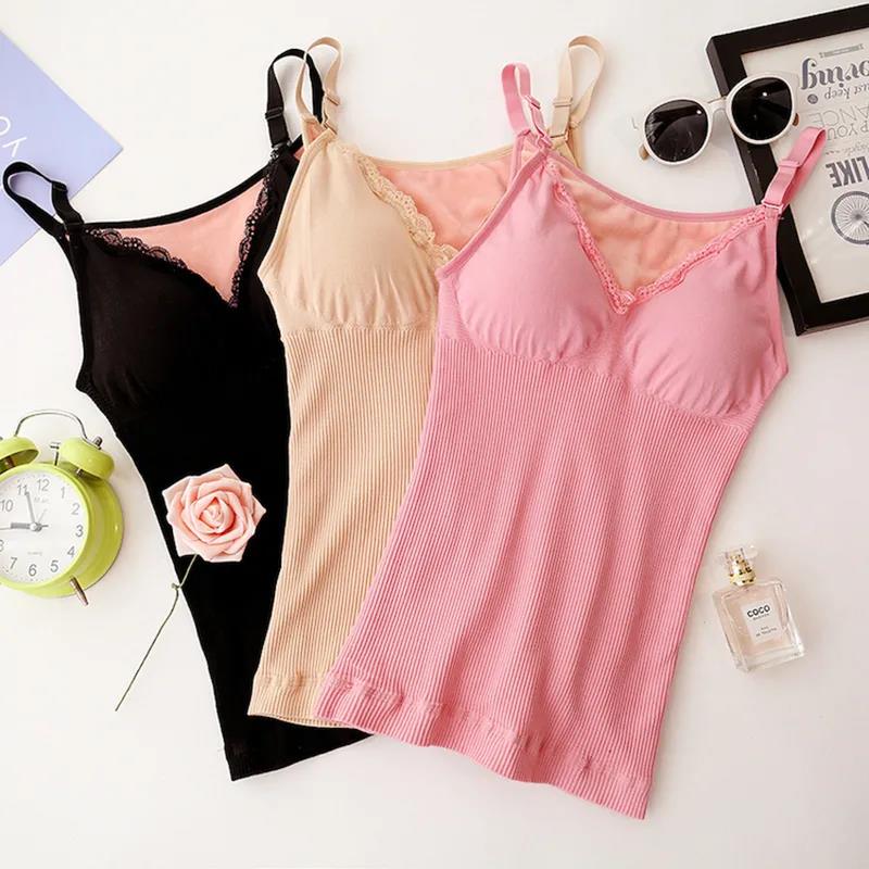 Warm Vest Underwear Women Plus Velvet Thick Sexy Suspenders with Chest Pad Tight-fitting Bottoming Shirt Tops Autumn and Winter Models