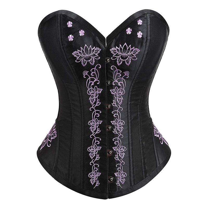 Retro Corset Bustier Steampunk Gothic Women Corselet Sexy Strapless Floral Striped Rivet Newest Tops
