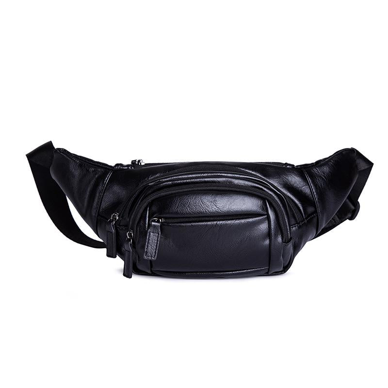 Waist Bag Men's Zipper Waterproof Black Shoulder Bag Outdoor Riding Sports Travel Messenger Bag