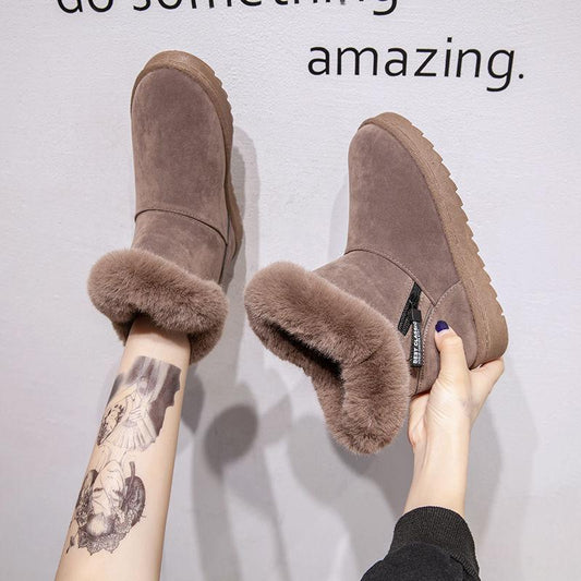 Winter Snow Boots Women Thicken Boots Plus Velvet Warm Cotton Shoes Flat Ankle Boots