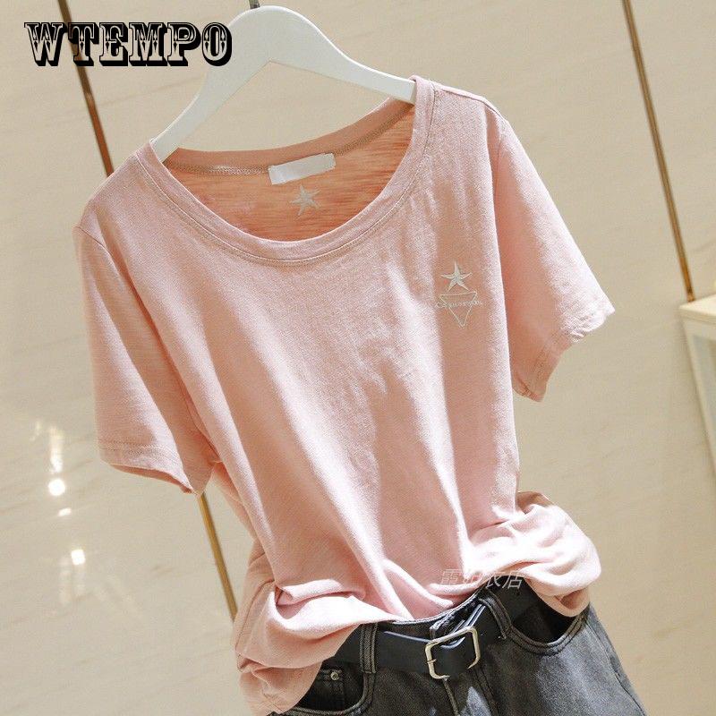 Summer Animals and Flowers Embroidered College  Loose  Short Sleeve Female T-shirts