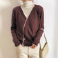 Color-blocking Turtleneck Sweater Women Autumn and Winter Piled Pile Collar Loose Wild Western Fake Two-piece Knitted Bottoming Shirt