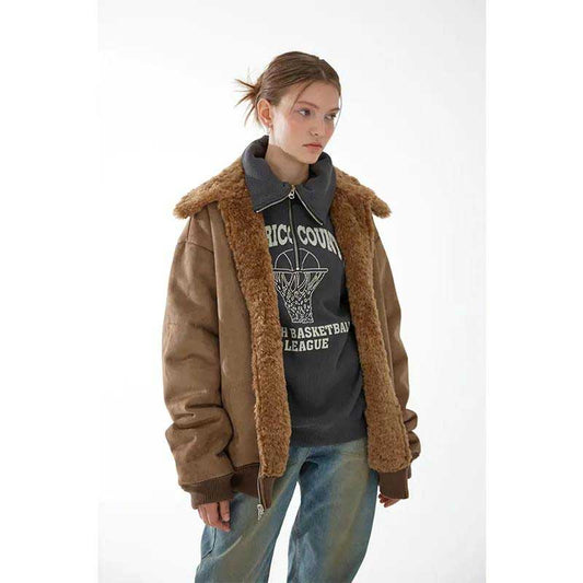 Sweatshirts Women's Spring Half-Zip High-Neck American Style Printed Waffle Loose Pullover Retro Sweater