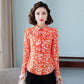 Women's Spring and Autumn Chiffon Shirt Loose Sweet Long Sleeve Printed Top